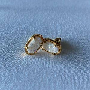Kendra Scott white and gold earrings